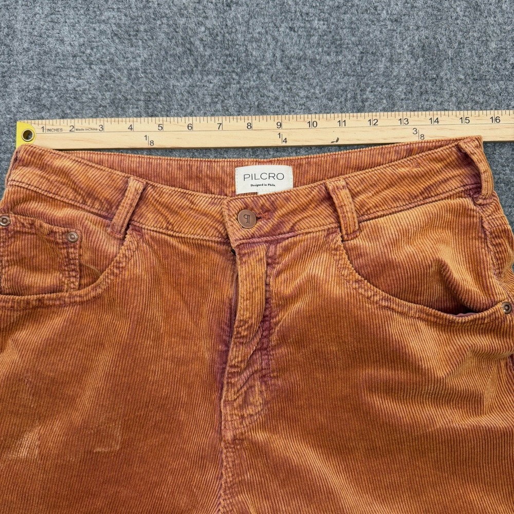 Anthropologie Pilcro Kenna Heritage Corduroy Barrel Jeans 29 Rust Boho Western - Picture 8 of 9